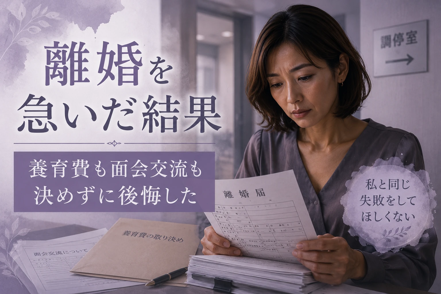 離婚を急いだ結果｜養育費も面会交流も決めずに後悔した